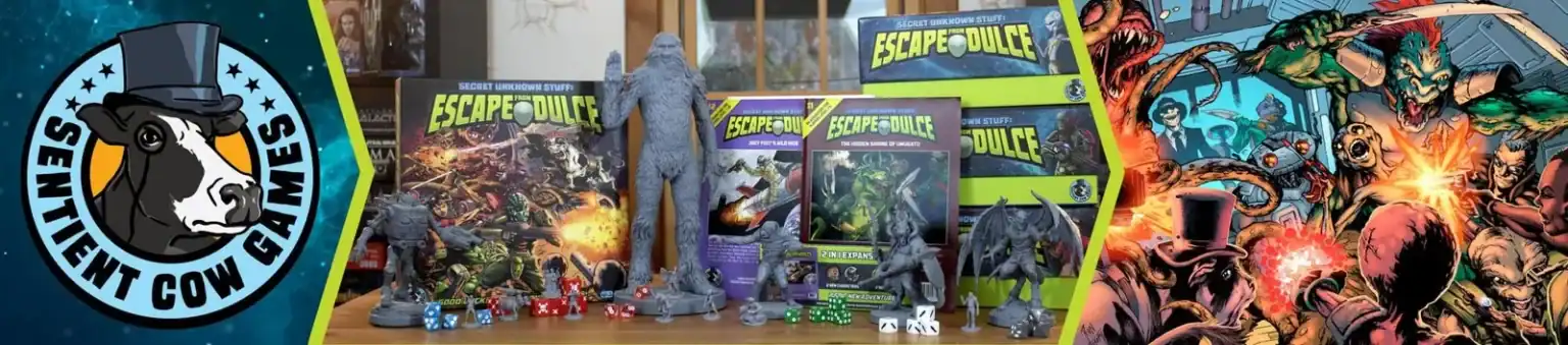 Escape Dulce board game and miniatures for strategic fun.