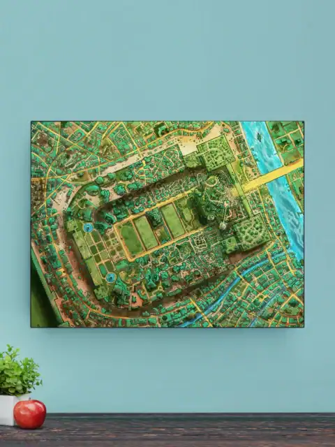 Organic curved neighborhoods spreading outward with irregular street patterns.