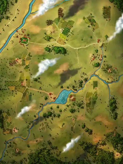 Bright turquoise river winding through the center creating a small lake.