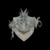 Front view of the Tiamat trophy bust with five dragon heads on a studded wooden shield